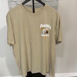 NWOT Peanuts Khaki Short-Sleeve Tee with Snoopy Athletics Graphic